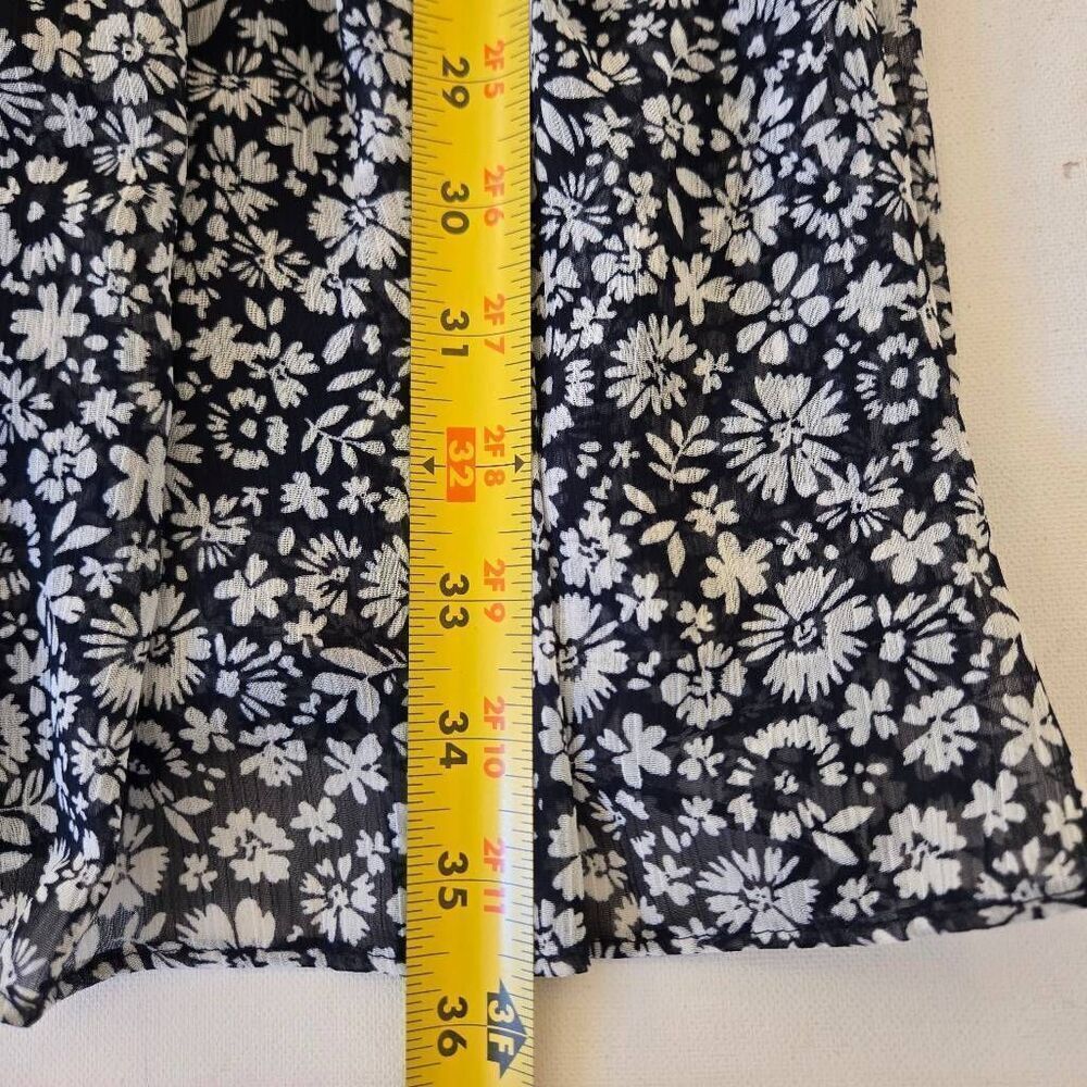 Tommy Hilfiger Womens Floral Ruffle Long Sleeve Chiffon Dress Navy White Size 12 - Picture 8 of 10